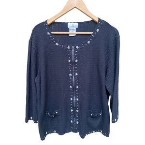 JL Studio Y2K Vintage Beaded Full Zip Sweater I Size: 1X